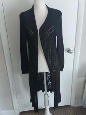 new directions Black Open Drape Knit Cardigan